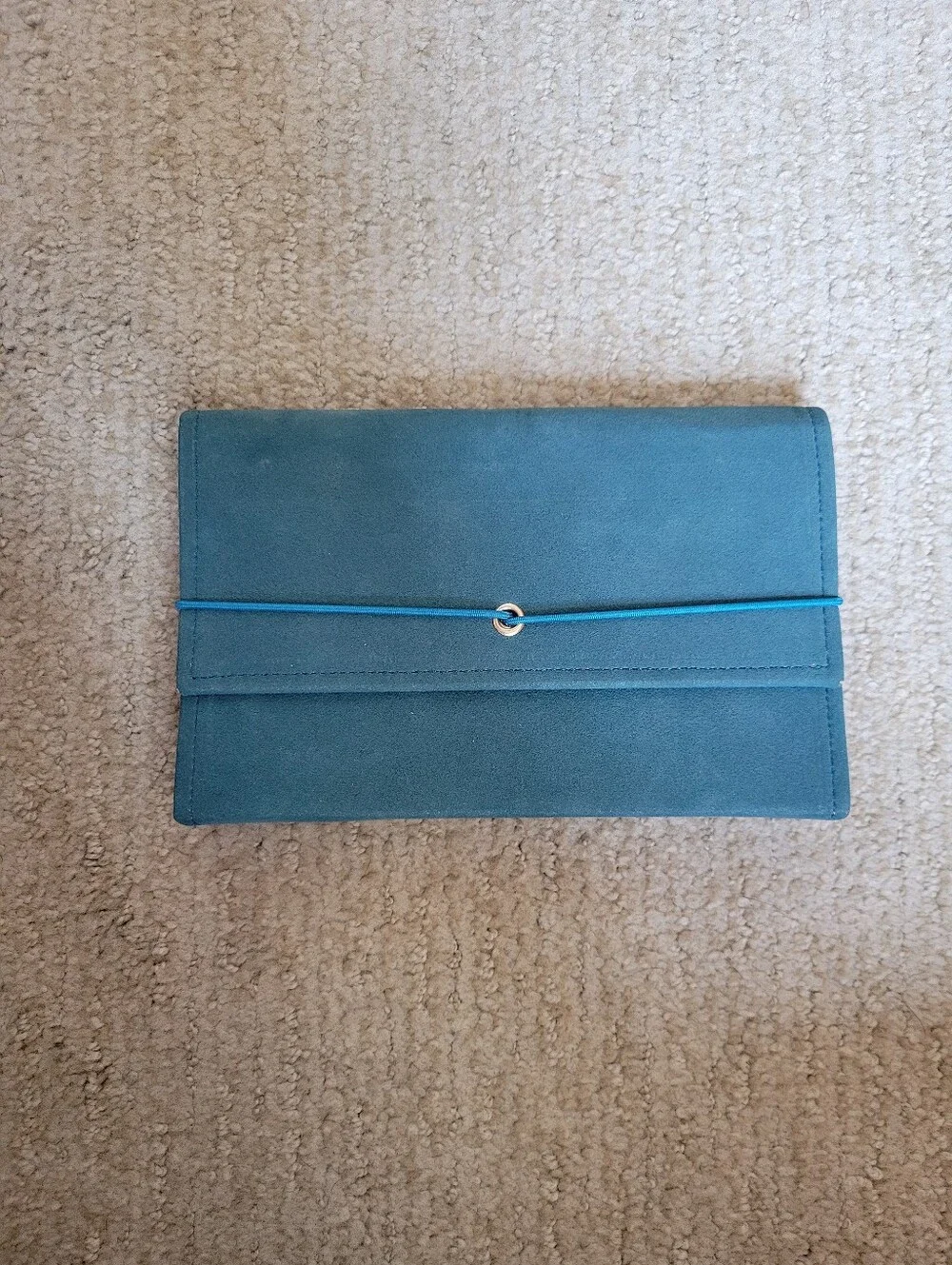 Faux Suede Accordion File Organizer Teal Unused